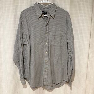 Lands' End Men's Grey/Black Vintage Button-Down Shirt